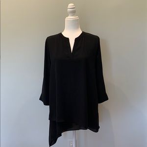 The Limited asymmetrical hem 3/4 sleeve black top